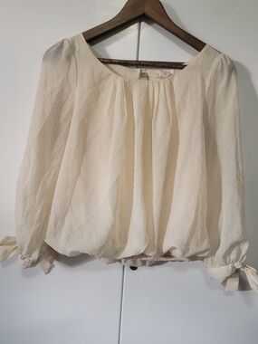 Pretty Good Cream Sheer Long-Sleeve Peasant Blouse Vintage